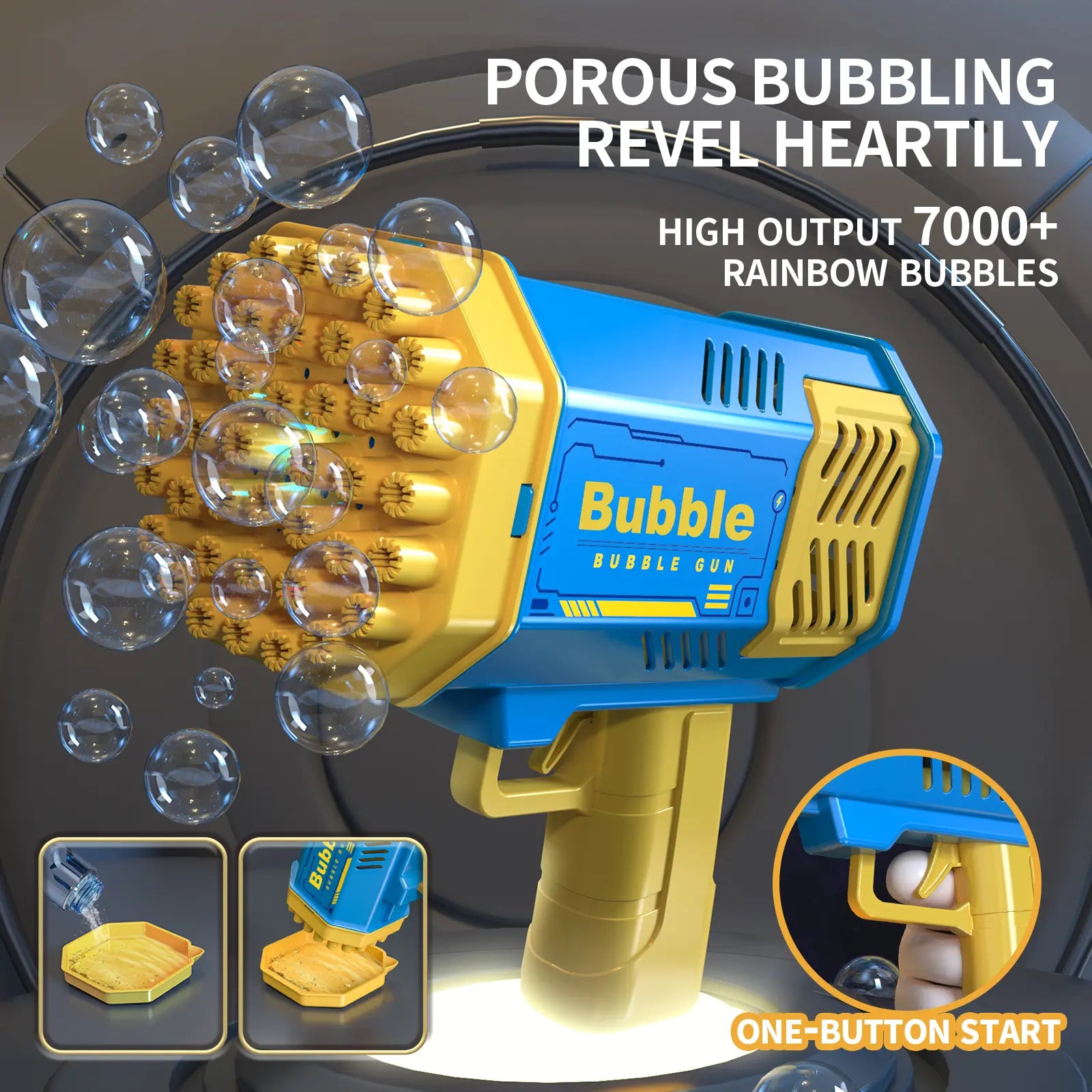 [Summervibes] Bubble Machine Blower for Kids & Toddlers, Bubble Toys for Outdoor Birthday Party Portable Fun Colorful Bubble Machine