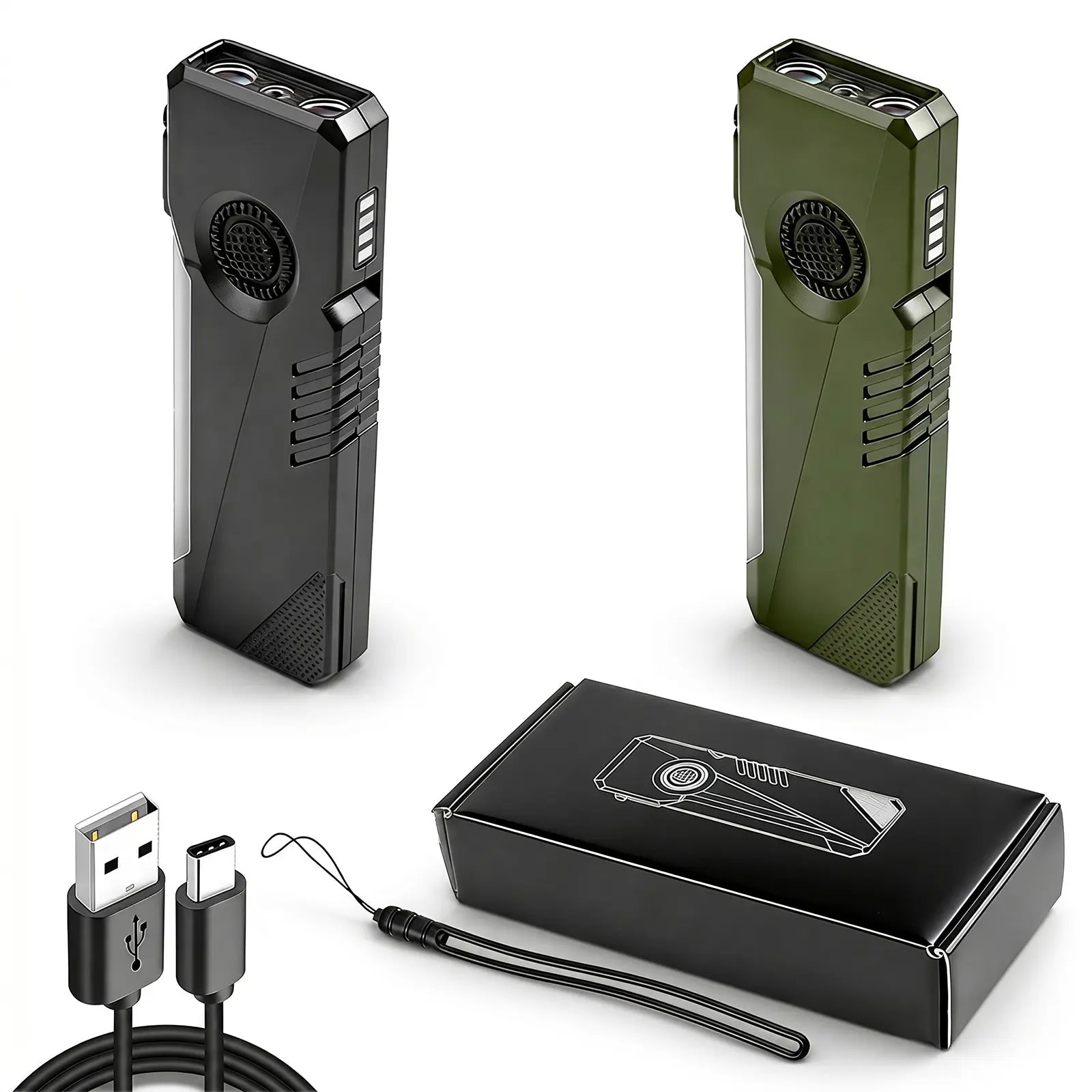 LETOUR Rechargeable EDC Flashlight 1200 Lumens, Ultra-Thin Pocket LED Light with Red Laser, UV Purple Light, RGB Side Lights, Magnetic Clip & Base, Multi-Functional Tactical