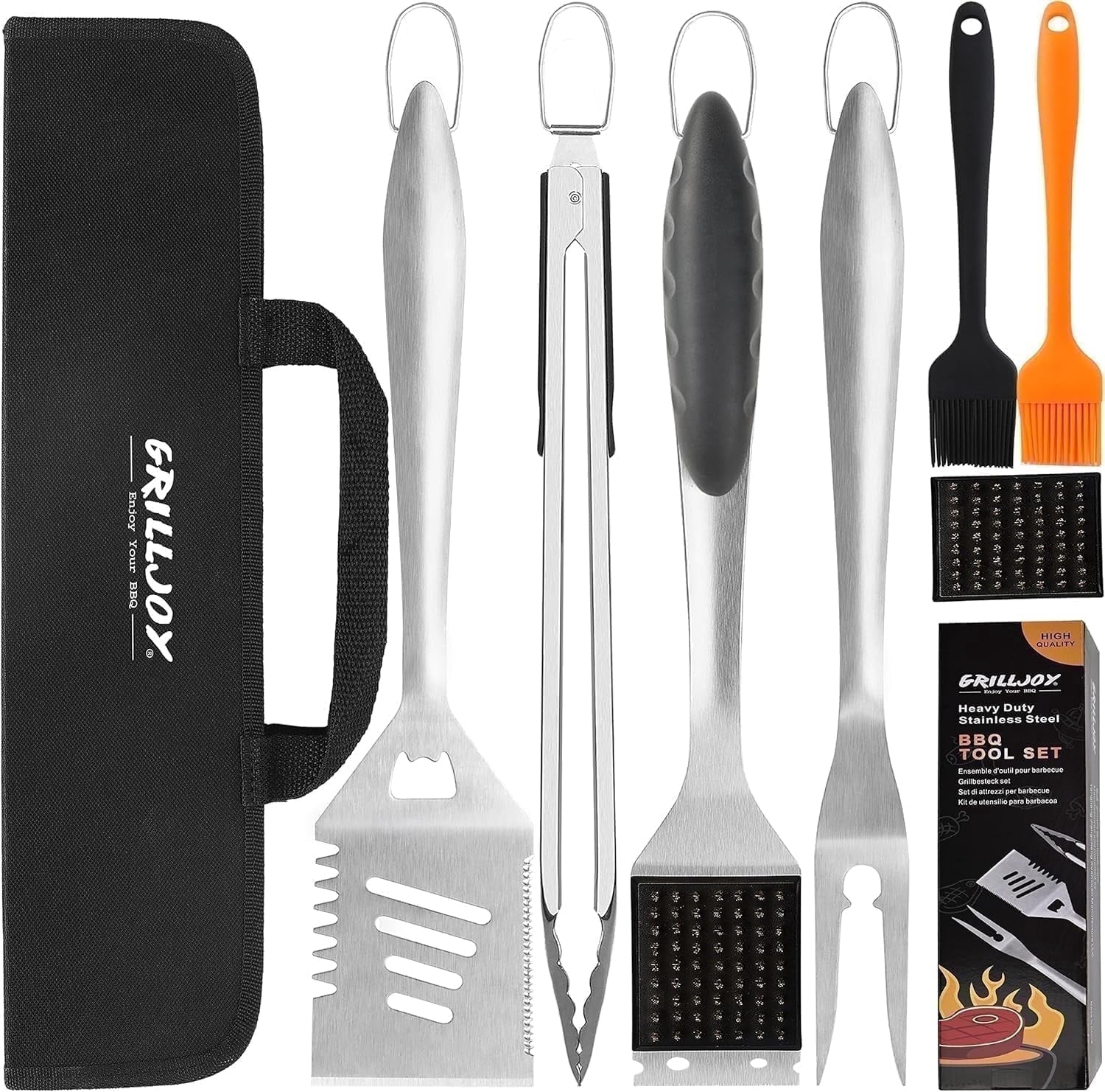 8PCS Heavy Duty Stainless Steel Grill Accessories Set with Spatula - Pefert Christmas Grill Gifts Set for Man