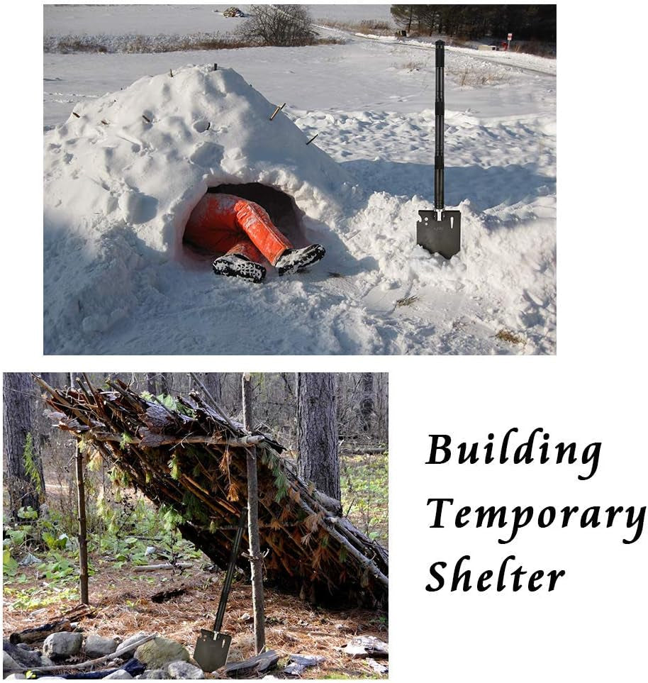 Camping Shovel,Shovel Folding, Portable, Multitool, Foldable Entrenching Tool, Collapsible Spade, for Backpacking, Trenching, Hiking, Survival, Car Emergency