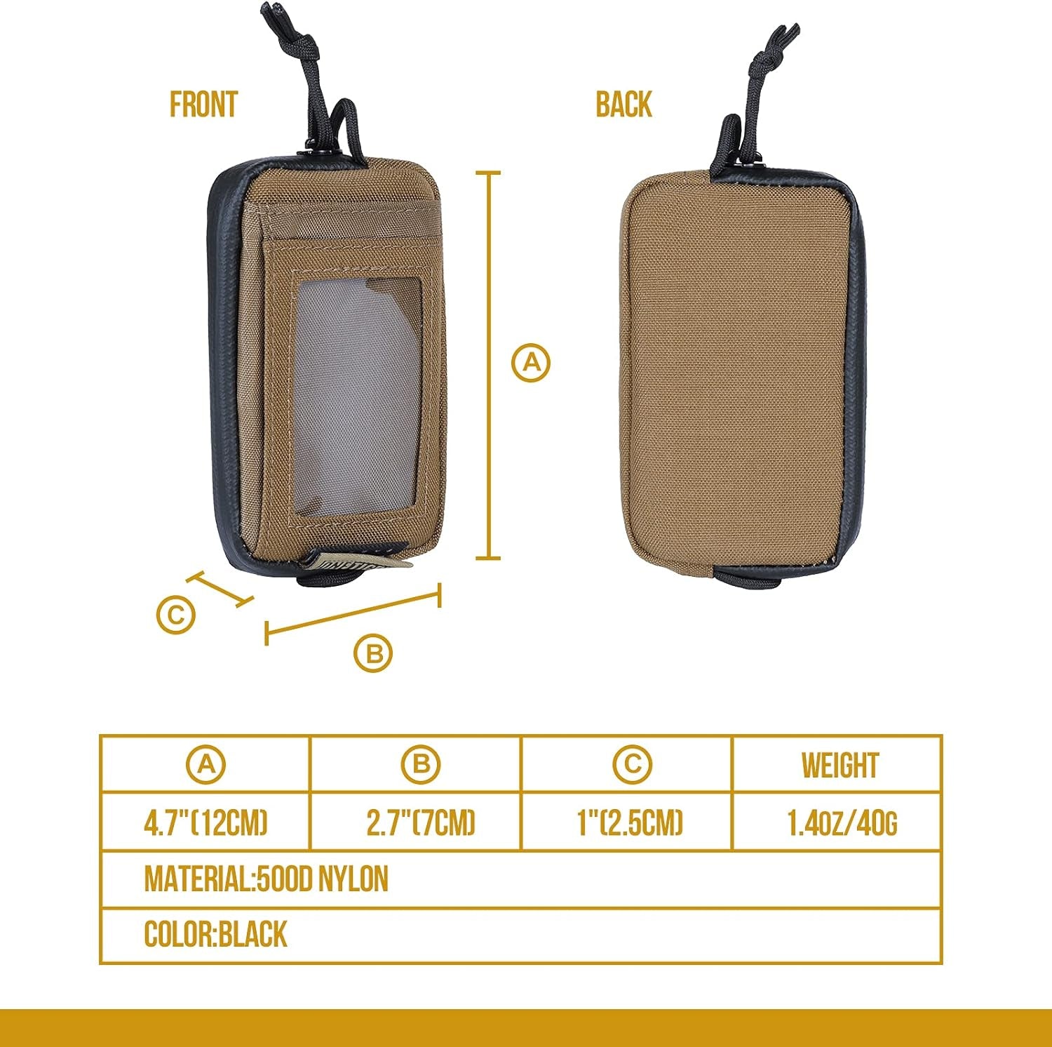 Front Pocket Wallet with Zippers Coin Purse Tactical Wallet Nylon Minimalist Wallet for Men Women