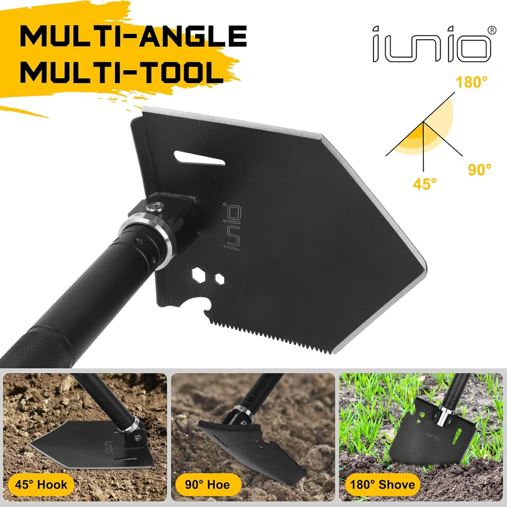 Camping Shovel,Shovel Folding, Portable, Multitool, Foldable Entrenching Tool, Collapsible Spade, for Backpacking, Trenching, Hiking, Survival, Car Emergency