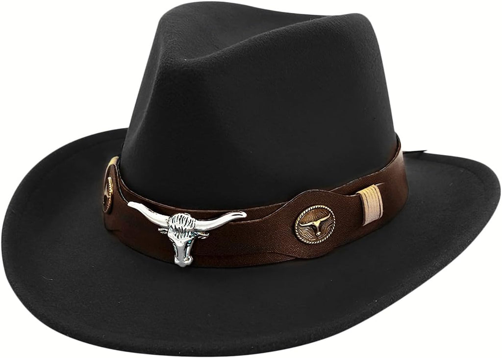 Felt Western Cowboy Hat Men Wide Brim Cowboy Cowgirl Hat Women Fedora Hat Vintage Trilby Hat Sombrero Panama Jazz Hat Belt