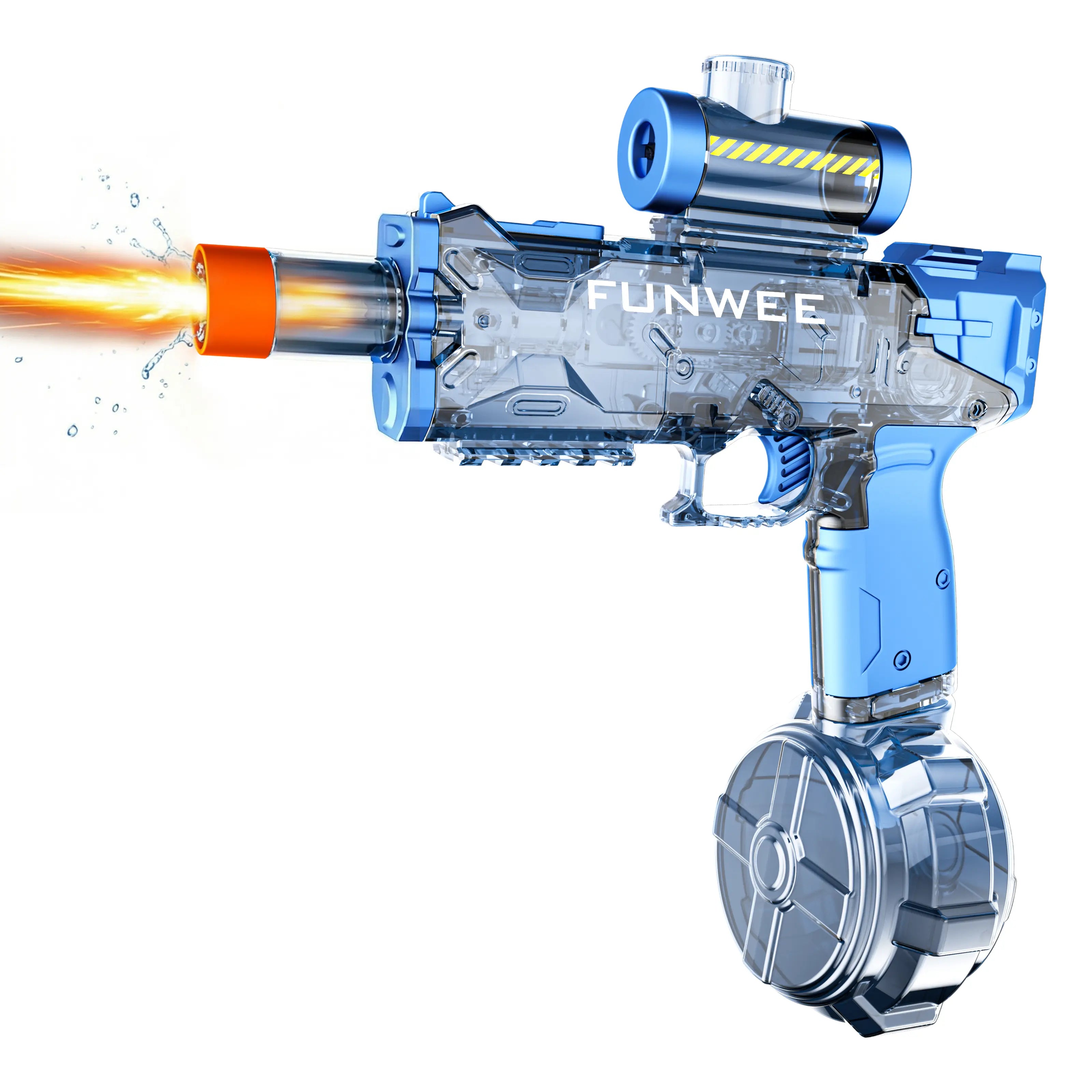 FUNWEE Ultimate Battle Powerful Electric Water Gun, Automatic Squirt Gun with Glowing Realistic Muzzle, 26Oz for Circle, 12Oz Standard, up to 19 Ft Range, Outdoor Summer Party Toys for Summer Tactical Multiplayer Team, Kids Outdoor Play
