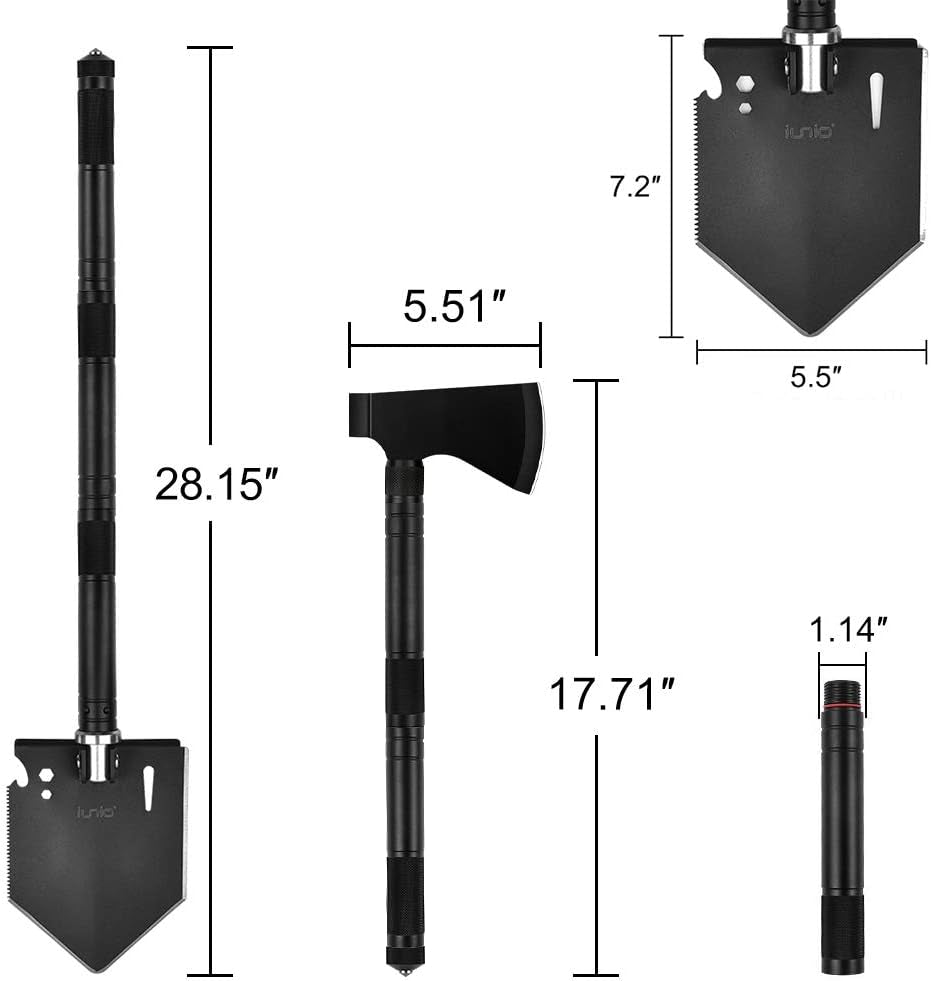 Camping Shovel,Shovel Folding, Portable, Multitool, Foldable Entrenching Tool, Collapsible Spade, for Backpacking, Trenching, Hiking, Survival, Car Emergency