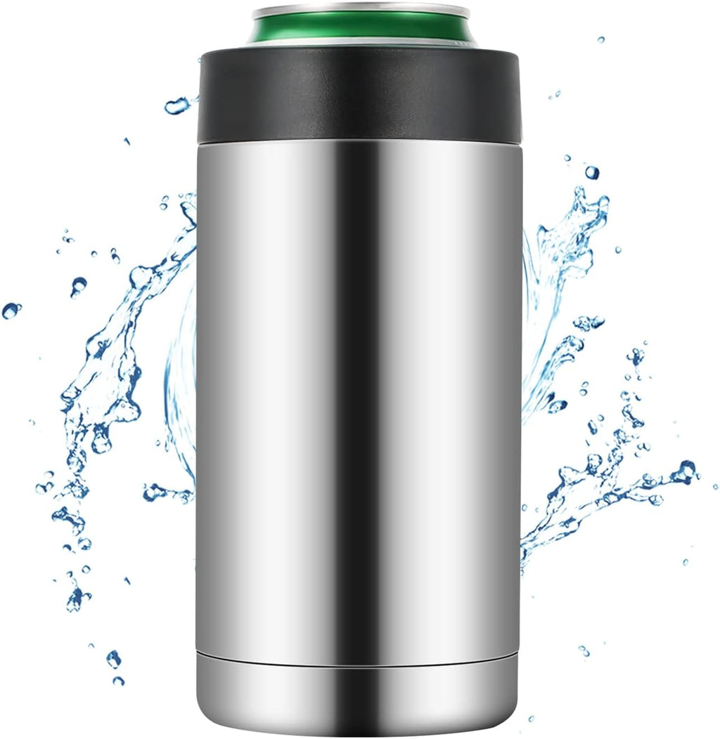16Oz Stainless Steel Double Wall Insulated Can Cooler, Beer Bottle Holder, Bottle or Tumbler for Slim Beer & Hard Seltzer Canss（Silver）