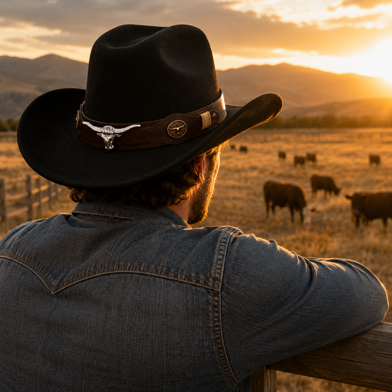 Classic Felt Western Cowboy Hat, Wide Brim