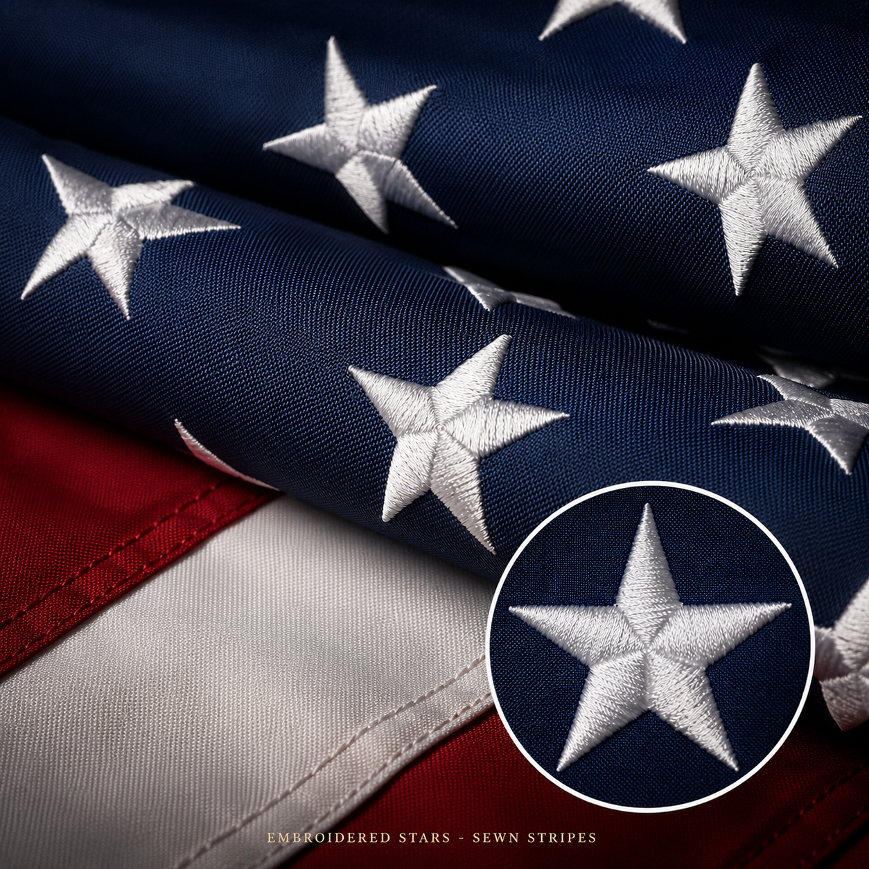 Heavy-Duty Embroidered American Flag 3x5 ft, Brass Grommets