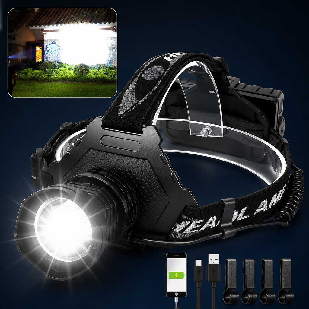 Hoxida 90,000-Lumen Rechargeable LED Headlamp