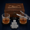 Whiskey Stones Gift Set, 2 Bourbon Glasses + 8 Granite Chilling Rocks