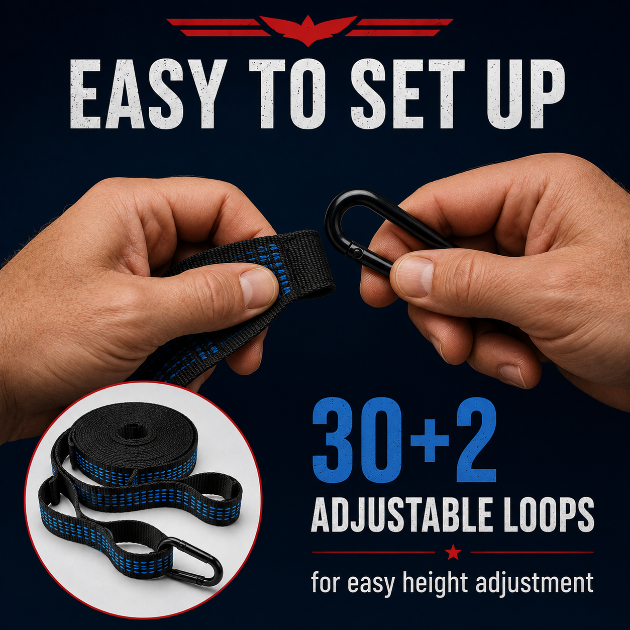 Heavy-Duty Hammock Tree Straps, 2000 lbs, 20 ft Set