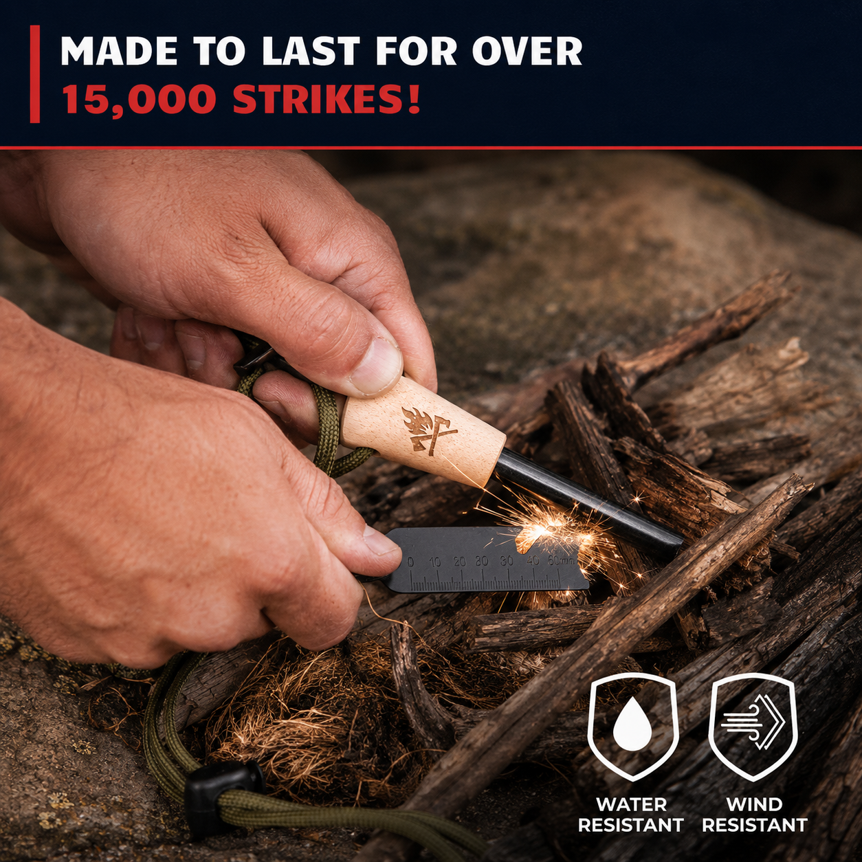 Premium Magnesium Ferro Rod Fire Starter Kit