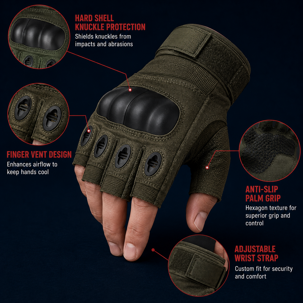 Tactical Hard-Shell Gloves, Shooting, Airsoft & Outdoor