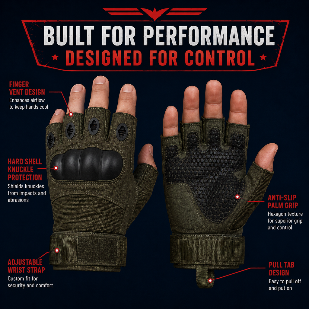 Tactical Hard-Shell Gloves, Shooting, Airsoft & Outdoor