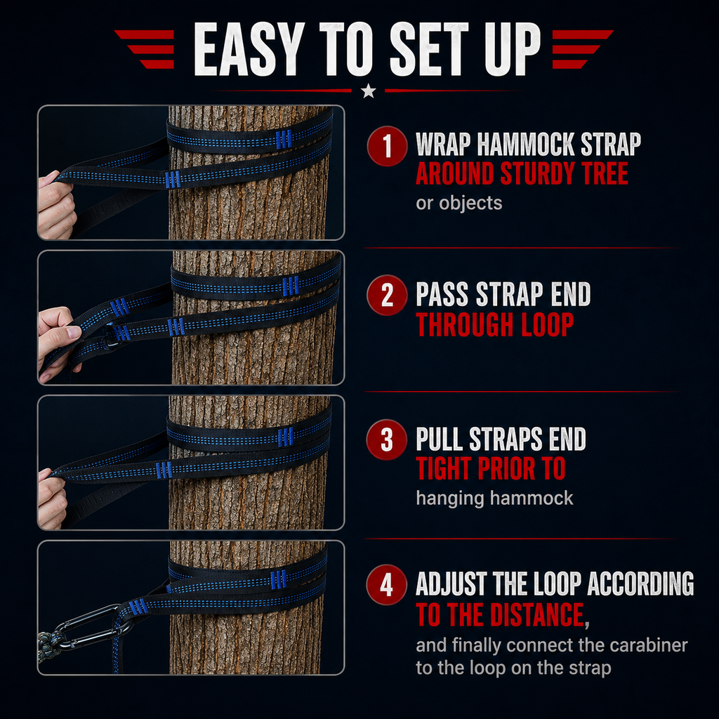 Heavy-Duty Hammock Tree Straps, 2000 lbs, 20 ft Set