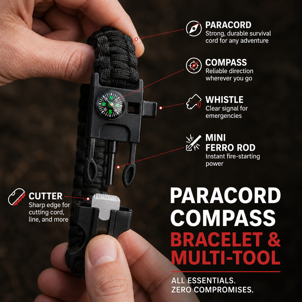 Premium Magnesium Ferro Rod Fire Starter Kit